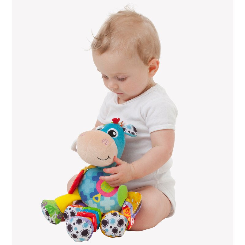 Jucarie, Playgro, Pentru carucior, scoica auto si patut, Cu jucarie de dentitie, Cu sunete, Activity Friend Clip Clop, 39 cm