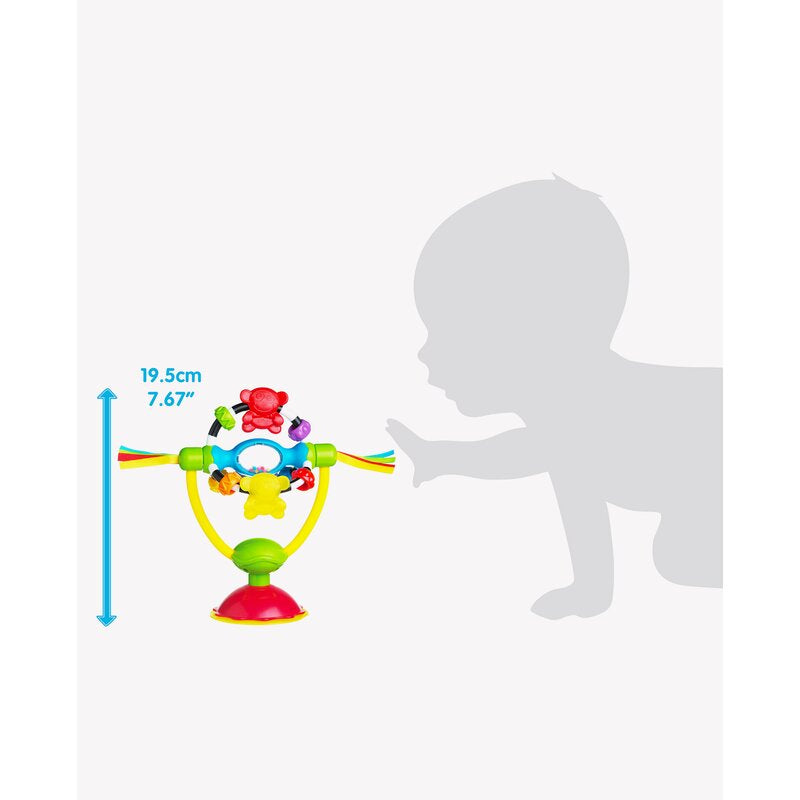 Jucarie, Playgro, Pentru scaunul de masa, Cu ventuza, Cu activitati, Rotativa, High chair Spinning Toy, 19.5 cm