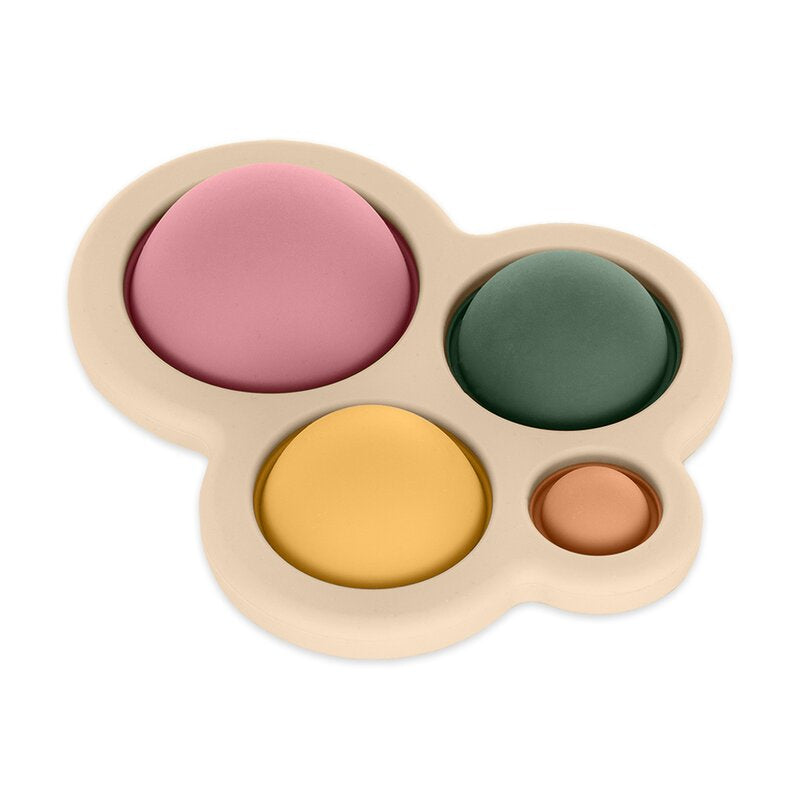 Jucarie senzoriala, Petite&Mars, Chill out, Din silicon, 11 cm, 6 luni+, Roz