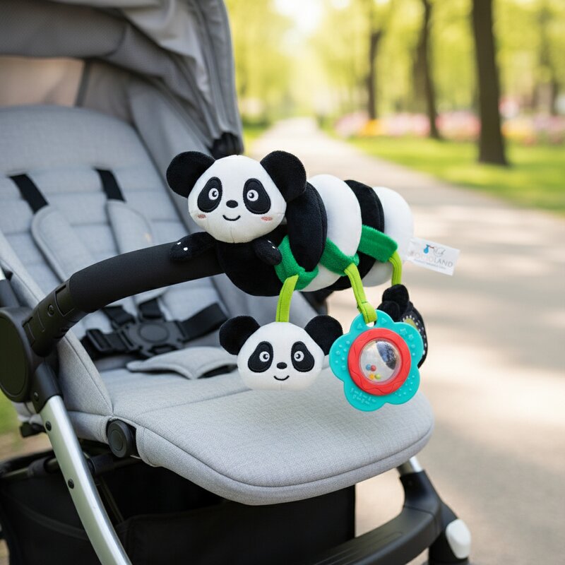 Jucărie spirală Bocioland Panda pentru pătuț și cărucior, imaginea 8