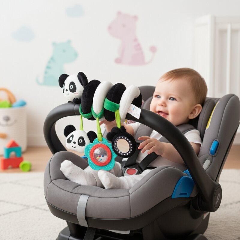 Jucărie spirală Bocioland Panda pentru pătuț și cărucior, imaginea 9