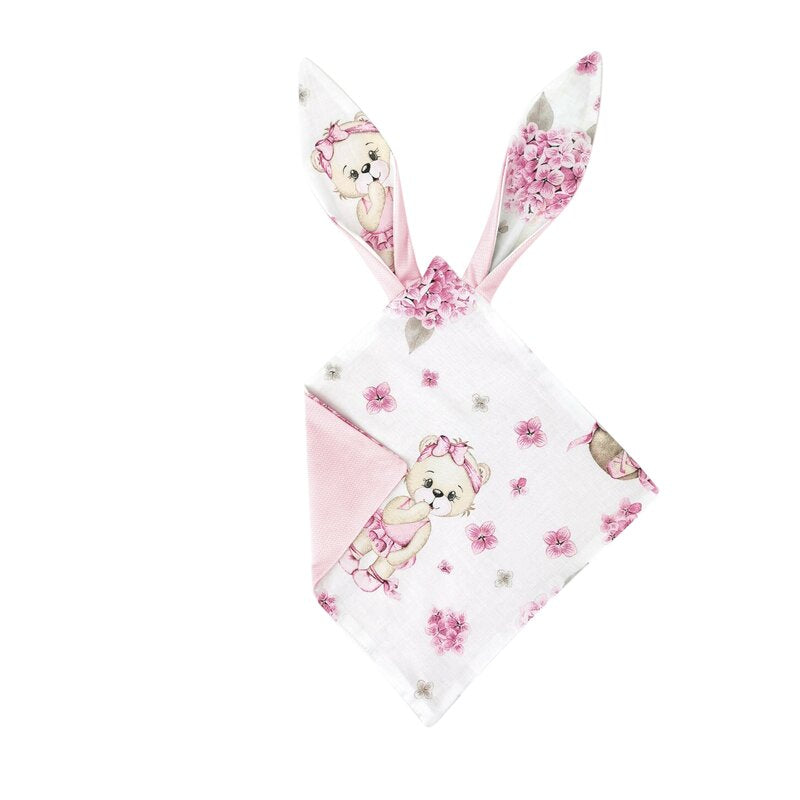 Jucarie textila senzoriala, MimiNu, Moale, Cu doua fete, 30 x 30 cm, Din catifea si bumbac, Materiale certificate Oeko Tex Standard 100, Design, Pink Ballerina