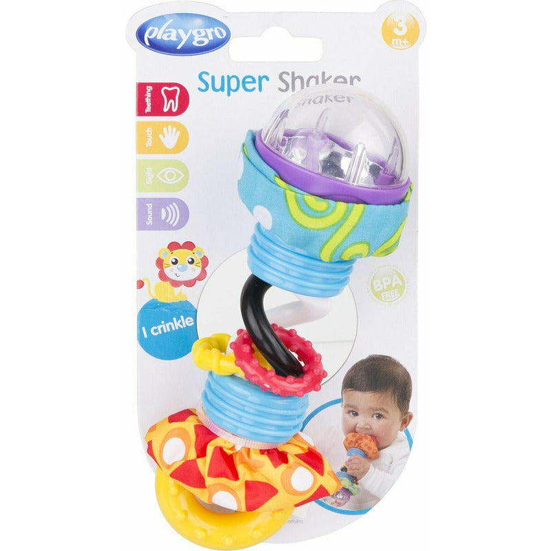 Jucarie zornaitoare, Playgro, Cu diferite texturi, Dimensiune mare, Super Shaker