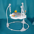 Jumper interactiv, Feedo, Pliabil, Cu scaun rotativ 360 grade, Cu panou de activitati, Pana la 25 kg,, 83x83x86 cm,6 luni+, Multicolor