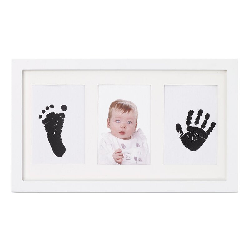 Kit ramă foto triplă Jane cu cerneală pentru amprente mânuță și picioruș, White