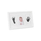 Kit ramă foto triplă Jane cu cerneală pentru amprente mânuță și picioruș, White