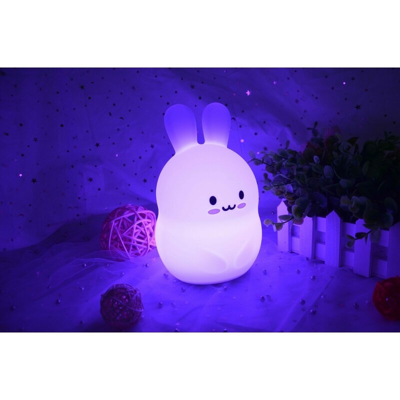 Lampa de veghe, FreeON, Silicon moale, Cu telecomanda si cablu USB, Cu 9 culori diferite si cronometru, Rabbit