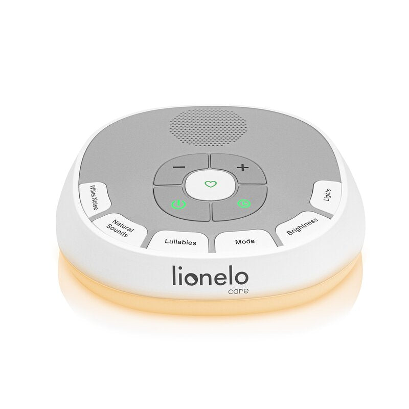 Lampa de veghe, Lionelo, BabyNap, 2 in 1, Wireless, Cu sunete si melodii de leagan, Cu 11 culori si 3 niveluri de luminozitate, Cu functie de redare si inregistrare batai inima, Alb