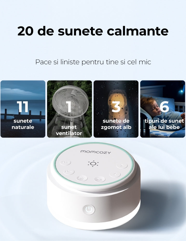 Lampa de Veghe Portabila Momcozy cu Sunete Albe Acumulator si Temporizator