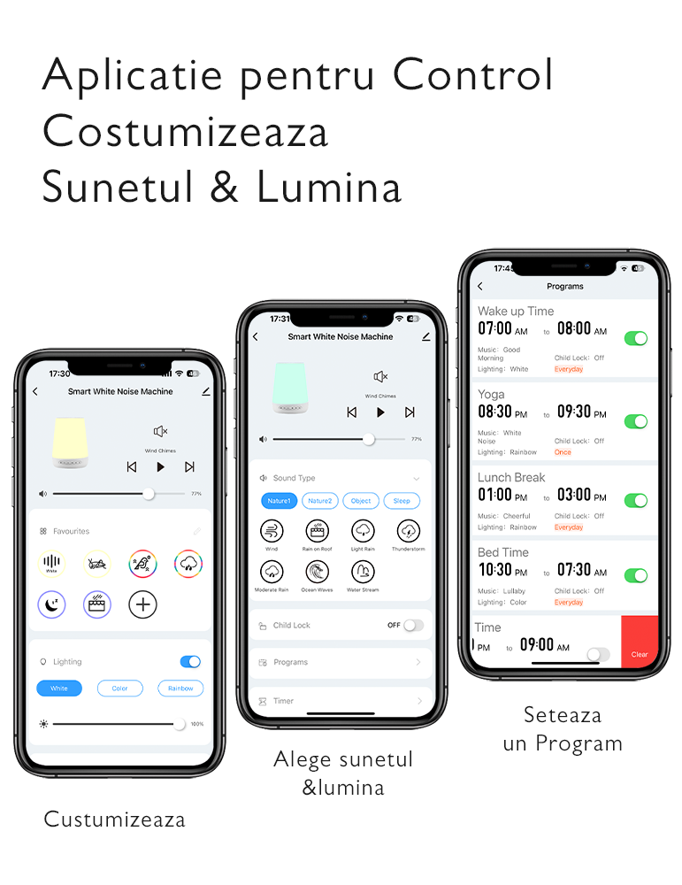 Lampa de veghe Smart Momcozy cu Lumina Reglabila, Sunet White Noise si Control prin Aplicatie