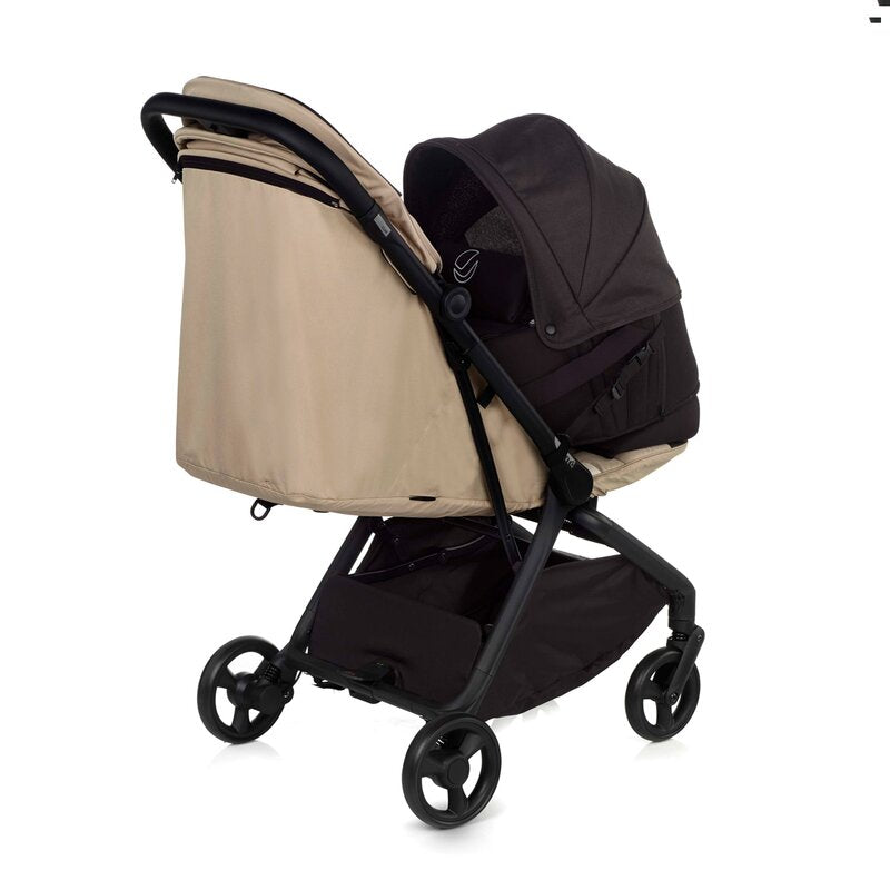 Landou portabil, Jane, Montare in carucior, Cu manere, Cu salteluta 95% materiale reciclate cu protectie UPF50, 67x29.5x43 cm, 0-9 Kg, Cold Black