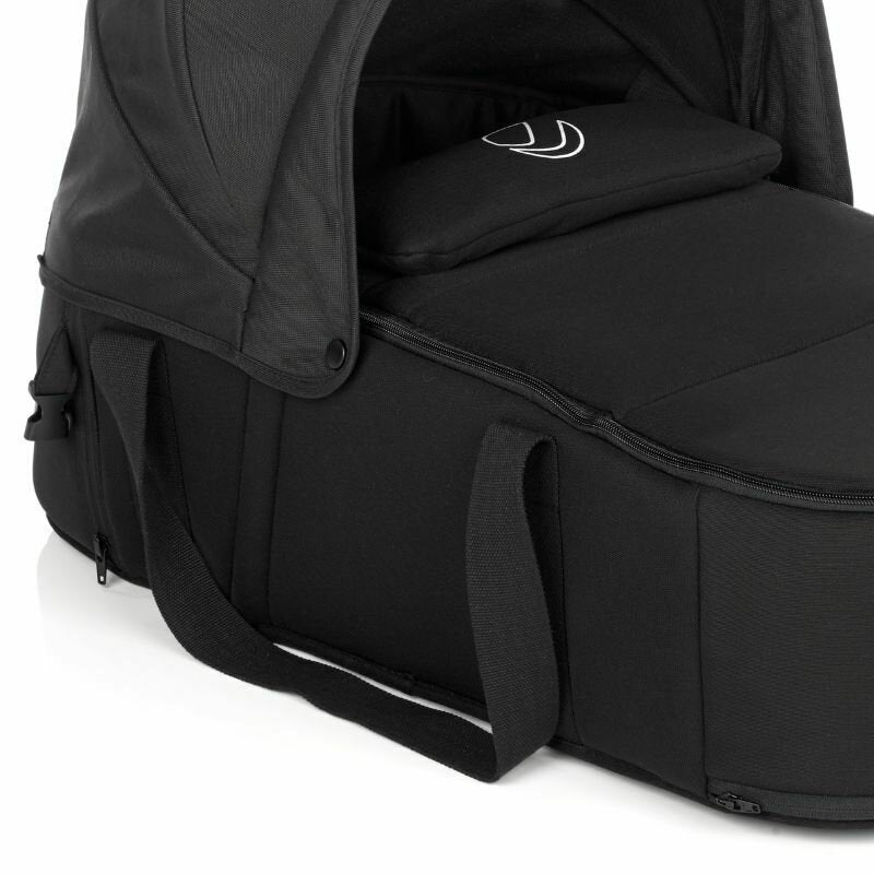 Landou portabil, Jane, Montare in carucior, Cu manere, Cu salteluta 95% materiale reciclate cu protectie UPF50, 67x29.5x43 cm, 0-9 Kg, Cold Black