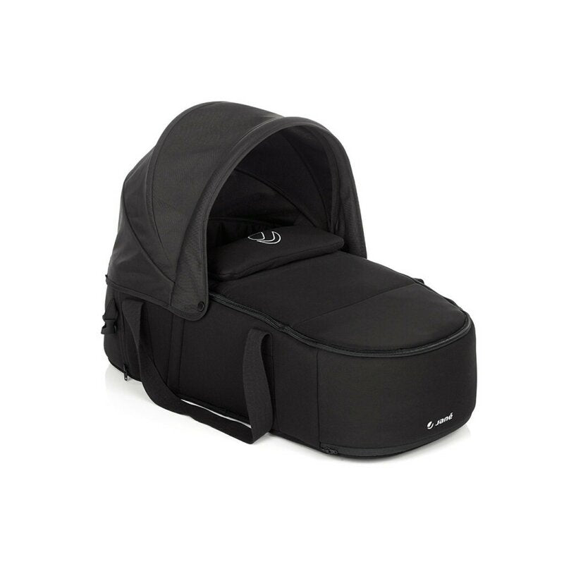 Landou portabil, Jane, Montare in carucior, Cu manere, Cu salteluta 95% materiale reciclate cu protectie UPF50, 67x29.5x43 cm, 0-9 Kg, Cold Black