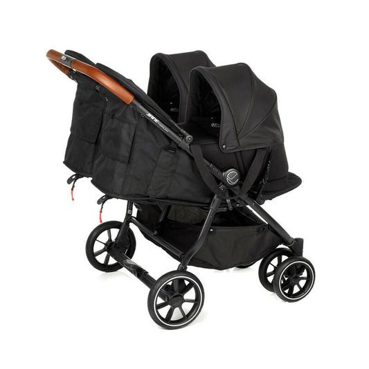 Landou portabil, Jane, Montare in carucior, Cu manere, Cu salteluta 95% materiale reciclate cu protectie UPF50, 67x29.5x43 cm, 0-9 Kg, Cold Black