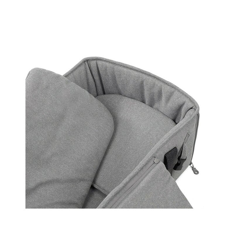 Landou portabil, Jane, Montare in carucior, Cu manere, Cu salteluta 95% materiale reciclate cu protectie UPF50, 67x29.5x43 cm, 0-9 Kg, Dim Grey