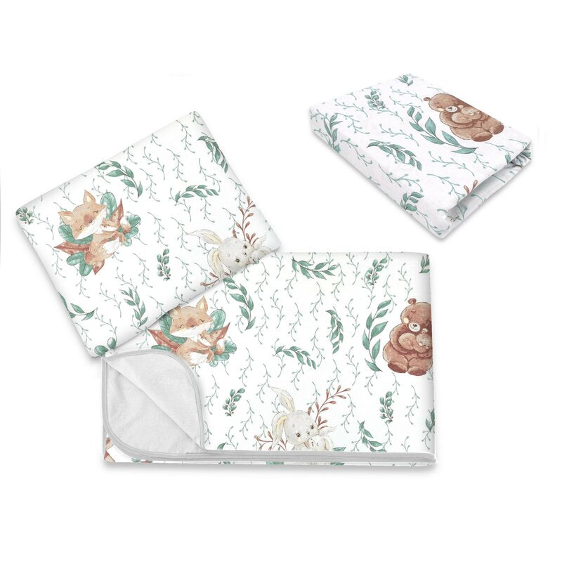 Lenjerie patut cu 3 piese, MimiNu, Cu cearceaf 120x60 cm, Din bumbac certificat Oeko Tex Standard 100, Cu paturica si pernuta, Lulu Natural
