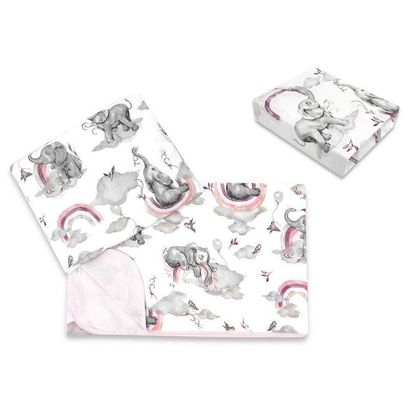Lenjerie pat junior Qmini Elephants on Rainbow Pink 160x80 cm, 3 piese – imagine 6