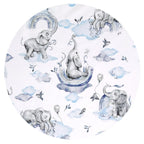 Lenjerie pătuț Qmini Elephants on Rainbow Blue 120x60 cm, 3 piese – imagine 4