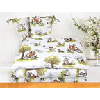 Lenjerie pătuț Qmini Fox on bikes Natural 120x60 cm, 3 piese – imagine 7