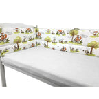 Lenjerie pătuț Qmini Fox on bikes Natural 120x60 cm, 3 piese – prezentare produs