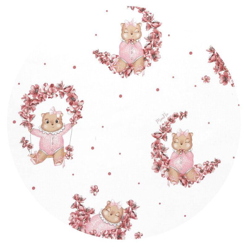 Lenjerie patut cu 3 piese, MimiNu, Cu cearceaf 120x60 cm, Din bumbac certificat Oeko Tex Standard 100, Cu paturica si pernuta, Design, Betty