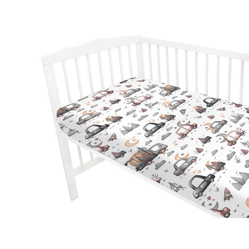 Lenjerie pătuț MimiNu Cars Grey, 3 piese, 120x60 cm cu husă