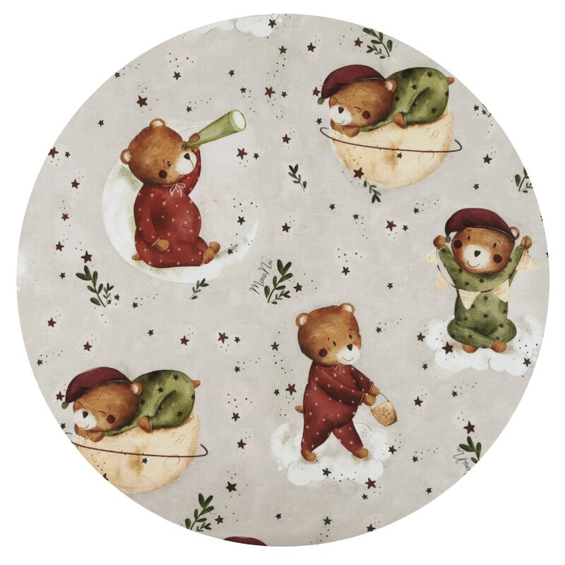Lenjerie pătuț MimiNu Teddy Bear On Moon, 3 piese, 120x60 cm