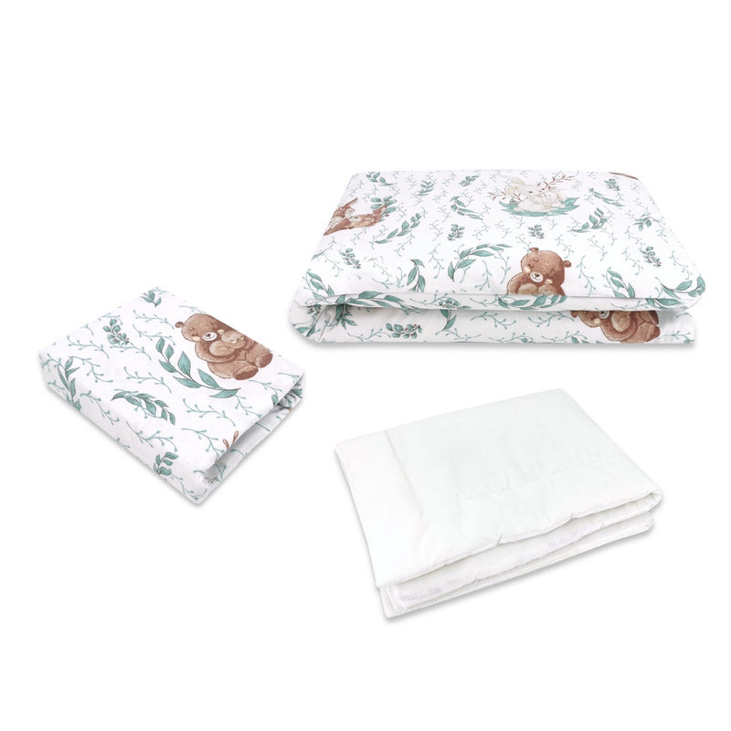 Lenjerie de pătuț MimiNu Lulu Natural, set de 3 piese