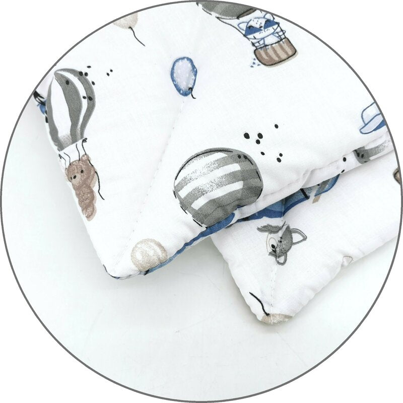 Lenjerie patut cu 3 piese, MimiNu, Cu cearceaf 120x60 cm, Pilota, Pernuta, Din bumbac certificat Oeko Tex Standard 100, Blue Plane