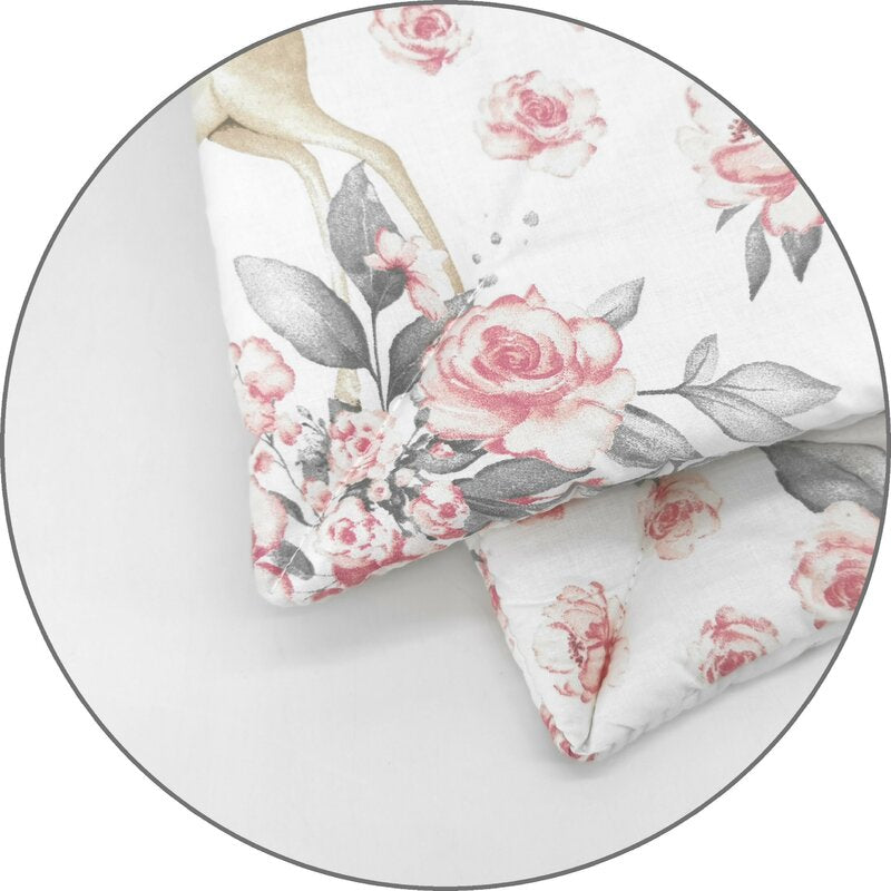 Lenjerie patut cu 3 piese, MimiNu, Cu cearceaf 120x60 cm, Pilota, Pernuta, Din bumbac certificat Oeko Tex Standard 100, Sweet Deer Pink