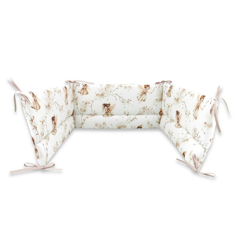 Lenjerie patut cu 3 piese, MimiNu, Pentru patut 120x60 cm, Cu protectie laterala, Din bumbac certificat Oeko Tex Standard 100, Fairy