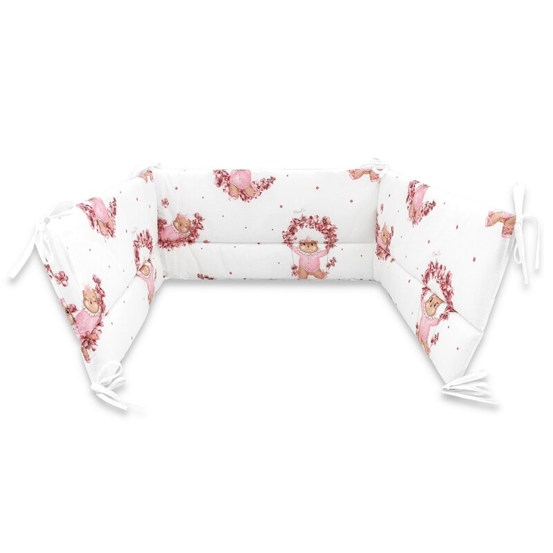 Lenjerie patut cu 3 piese, MimiNu, Pentru patut 120x60 cm, Cu protectie laterala, Din bumbac, Din bumbac certificat Oeko Tex Standard 100, Design, Betty