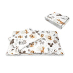 Lenjerie co-sleeper Qmini Aurora 76x43 cm, 3 piese, Time for Safari – vedere set