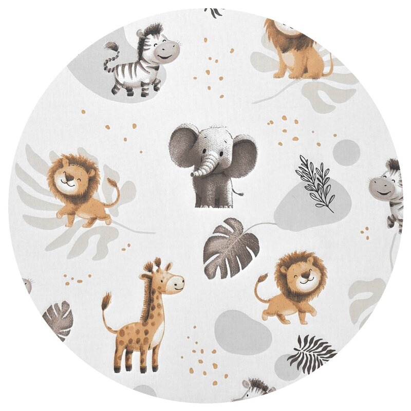 Lenjerie patut cu 3 piese, Qmini, Aurora, Pentru co-sleeper, Din bumbac certificat Oeko Tex Standard 100, Time for Safari