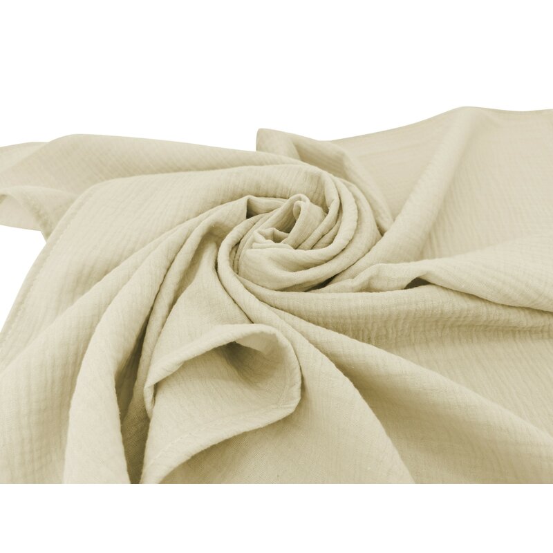 Lenjerie patut cu 3 piese, Qmini, Aurora, Pentru co-sleeper, Din muselina dubla, Material certificat Oeko Tex Standard 100, Warm Beige