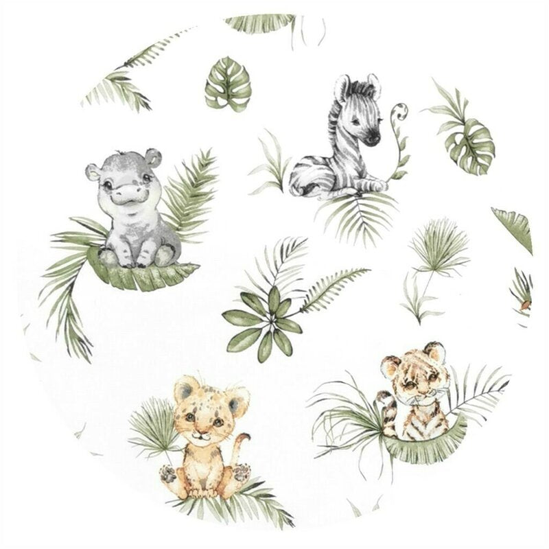 Lenjerie patut cu 3 piese, Qmini, Cu cearceaf 120x60 cm, Din bumbac certificat Oeko Tex Standard 100, Cu pilota si husa pilota, 135x100 cm, Safari