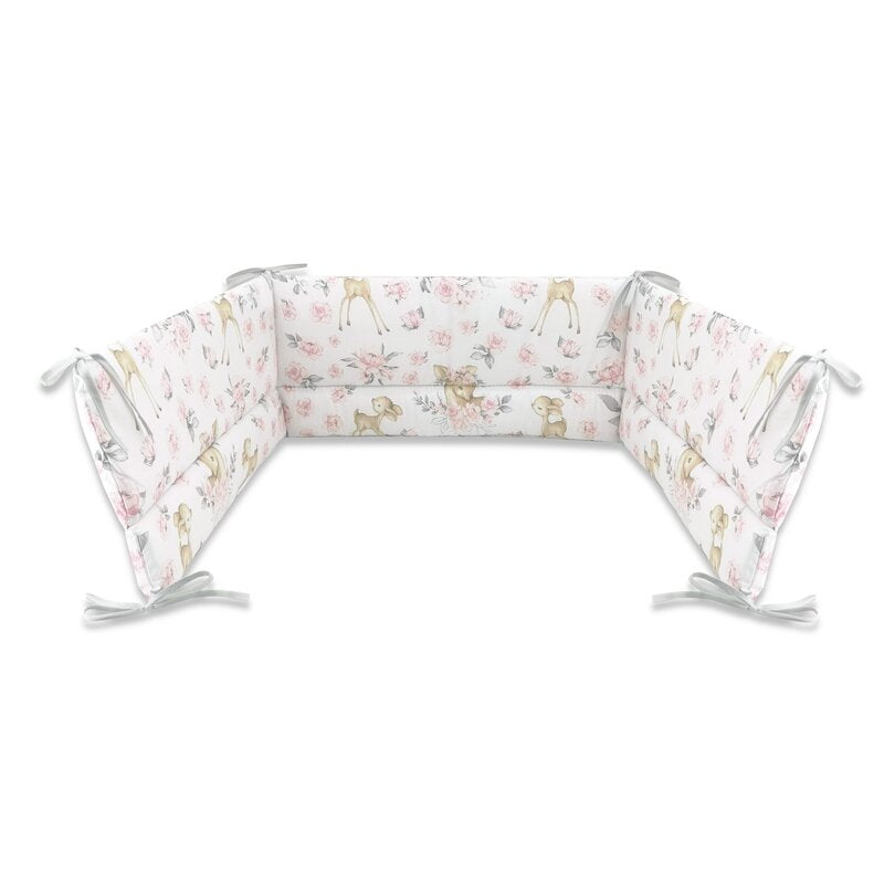 Lenjerie MimiNu Sweet Deer Pink, 4 piese, cu 2 apărători