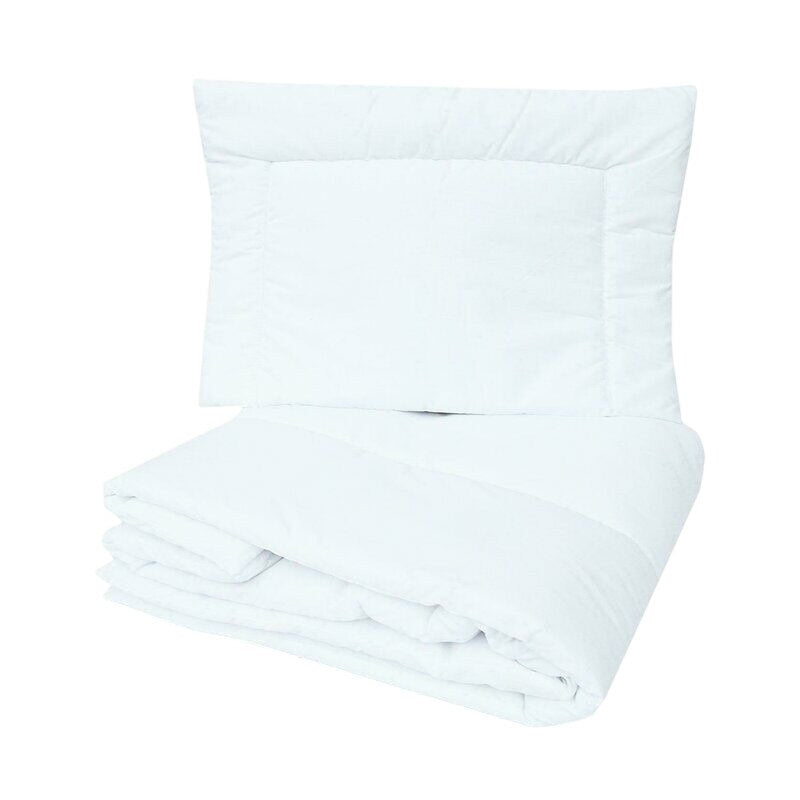 Lenjerie patut cu 5 piese, MimiNu, Pentru patut 120x60 cm, Cu pilota si perna, Din bumbac certificat Oeko Tex Standard 100, Sweet Deer Pink