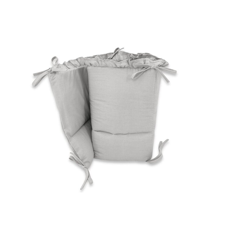 Lenjerie patut cu 5 piese, MimiNu, Pentru patut 120x60 cm, Cu volanase, Cu pilota si perna, Din bumbac certificat Oeko Tex Standard 100, Colectia Royal, Grey