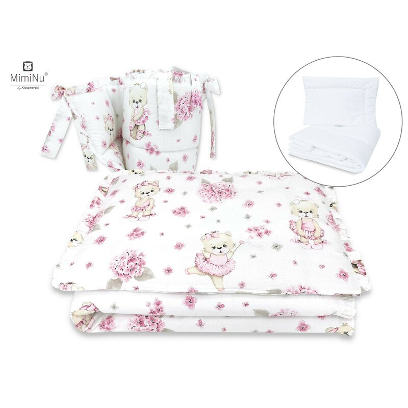 Lenjerie MimiNu Pink Ballerina, 6 piese, cu 2 apărători