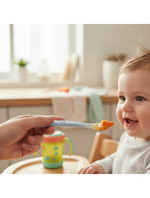 Linguriță Bocioland Silicon 100% Alimentar BPA Free 6 Luni+ Blue 15.5 cm