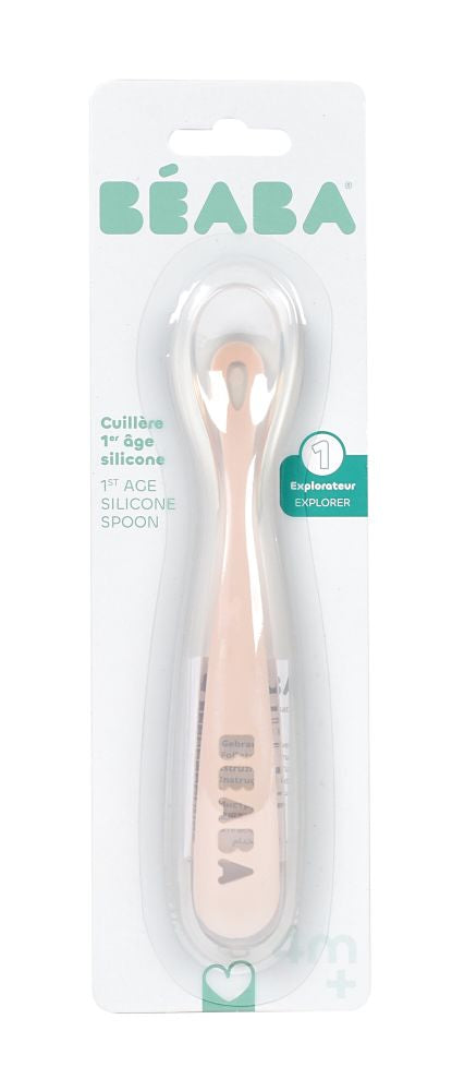 Lingurita Silicon Beaba +4 Luni Cotton Candy