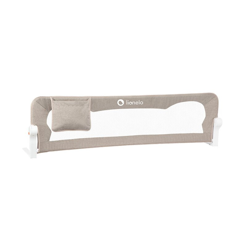 Protectie laterala pat, Lionelo, Eva, Cu buzunar accesorii, 150x35 cm, Conform cu standardul european de securitate BS7072, Bej