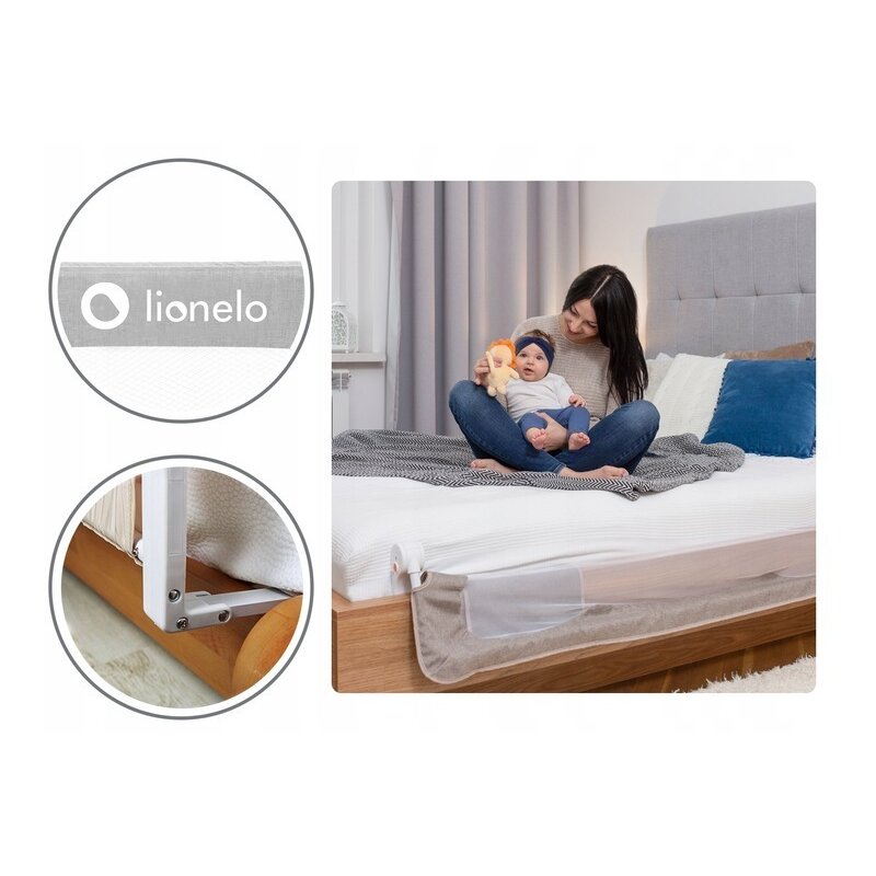 Protecție laterală de pat Lionelo Eva Bej Melange – barieră în utilizare