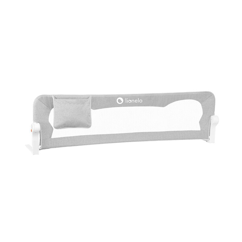 Protectie laterala pat, Lionelo, Eva, Cu buzunar accesorii, 150x35 cm, Conform cu standardul european de securitate BS7072, Gri