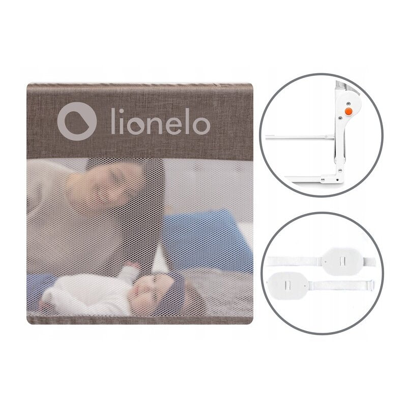 Protecție laterală de pat Lionelo Eva Gri Melange – barieră montată