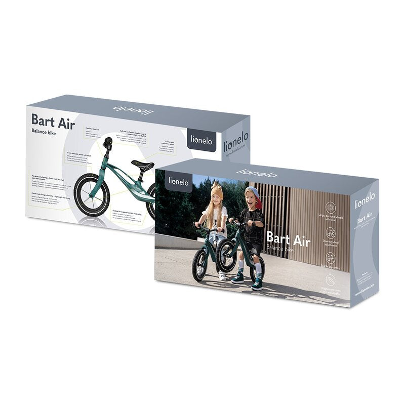 Bicicleta fara pedale, Lionelo, Bart Air, Usoara, Cu roti gonflabile, Cu cadru din magneziu, Cu ghidon si sa reglabile, Greutate 3.8 Kg, 12 inch, Conform cu standardul european de securitate EN71, Green Forest