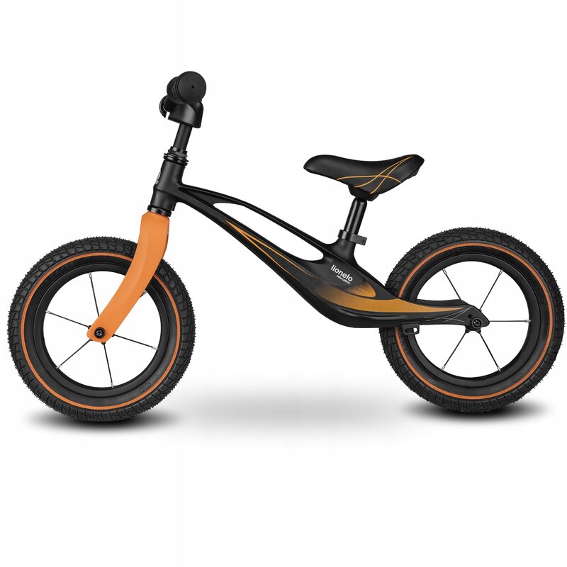 Bicicleta fara pedale, Lionelo, Bart Air, Usoara, Cu roti gonflabile, Cu cadru din magneziu, Cu ghidon si sa reglabile, Greutate 3.8 Kg, 12 inch, Conform cu standardul european de securitate EN71, Negru