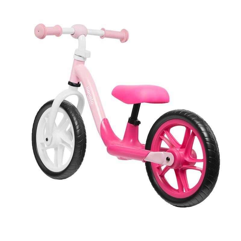 Bicicleta fara pedale, Lionelo, Alex, Usoara, Cu ghidon si sa reglabile, Greutate 3.3 Kg, Cu roti din spuma EVA, 12 inch, Bubblegum