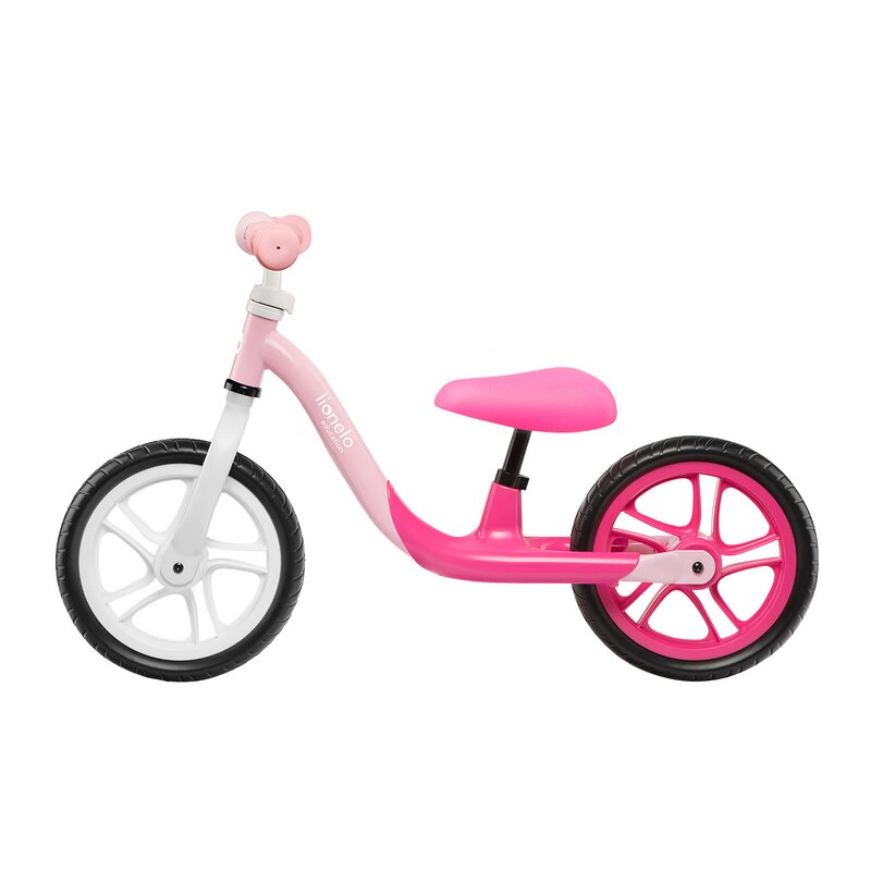 Bicicleta fara pedale, Lionelo, Alex, Usoara, Cu ghidon si sa reglabile, Greutate 3.3 Kg, Cu roti din spuma EVA, 12 inch, Bubblegum